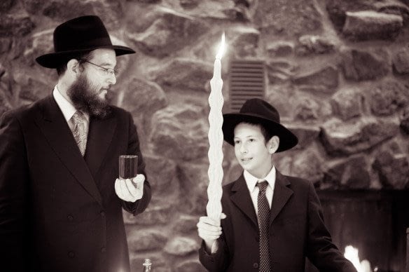 I wanted to start this page with this picture not only to say that it's beautiful to have a large havdallah candle for a Motzei Shabbos Melave Malka but because if you look at my husband and son's face you can see that it's the journey that shines. As Shluchos who run our many worlds, planning for a simcha can be so overwhelming! This one was our first and I honestly had to work on myself every day to 'let go'. Not everything was as detailed as I'd like but I wanted more than any decoration, any flower arrangement, any ribbon...the days and weeks preceding to be a good memory for the whole family!Not easy... but well worth letting go!